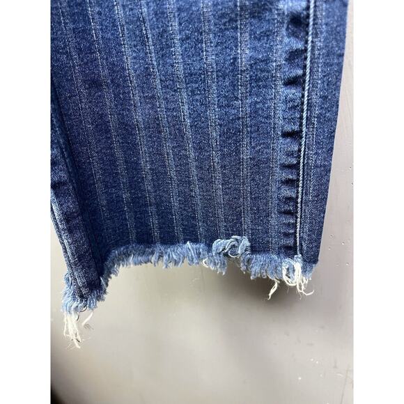 Rustic Rack Striped Denim jeans Junior size 13/30 Ripped Destroyed Faded Raw Hem - Picture 6 of 8